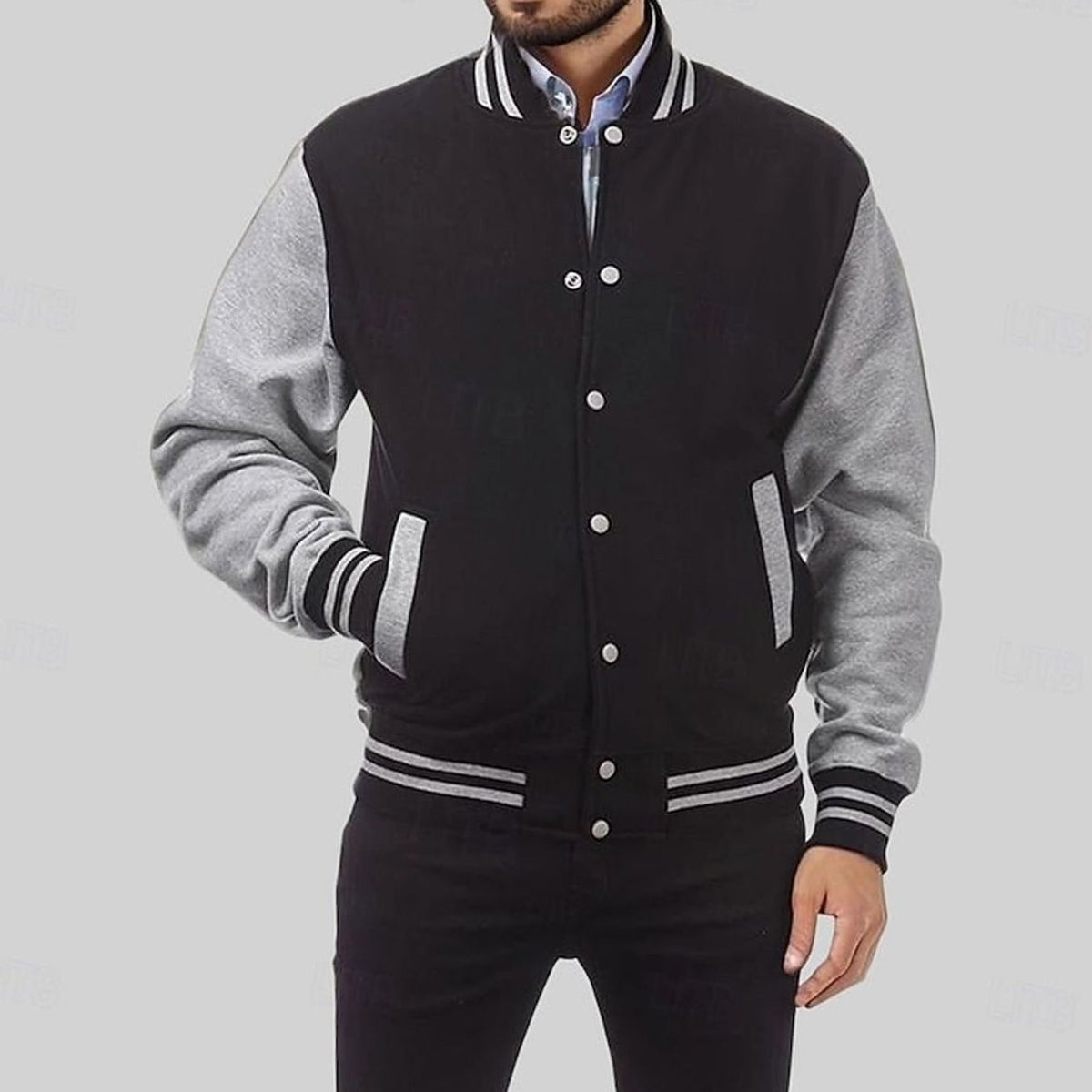 BRIAN™ | Classic Varsity Bomber Jacket with Ribbed Trim and Snap Buttons