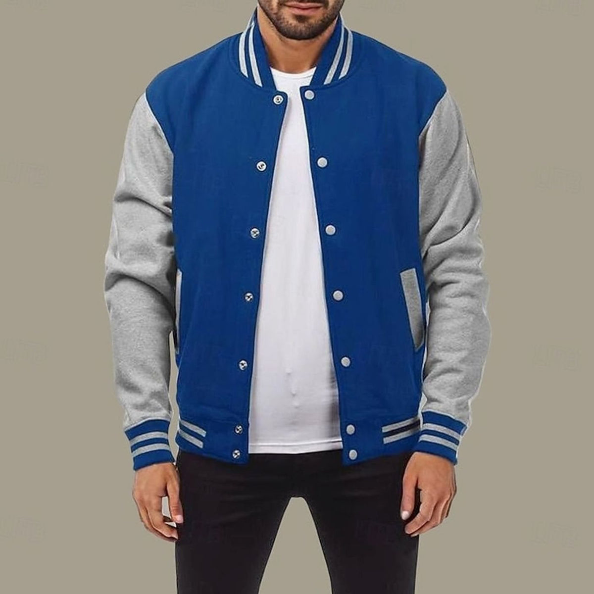 BRIAN™ | Classic Varsity Bomber Jacket with Ribbed Trim and Snap Buttons