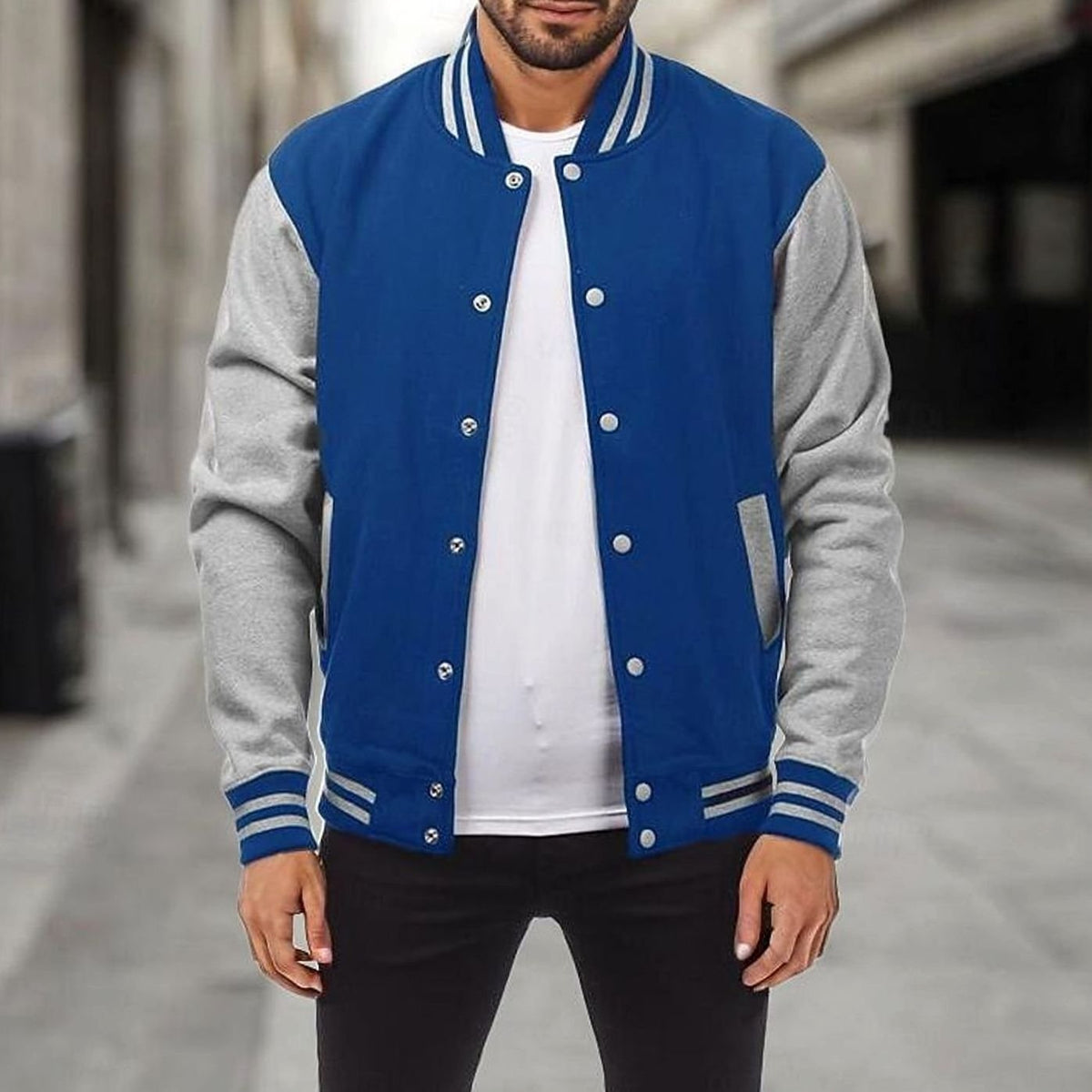 BRIAN™ | Classic Varsity Bomber Jacket with Ribbed Trim and Snap Buttons