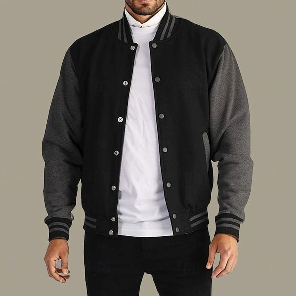 BRIAN™ | Classic Varsity Bomber Jacket with Ribbed Trim and Snap Buttons