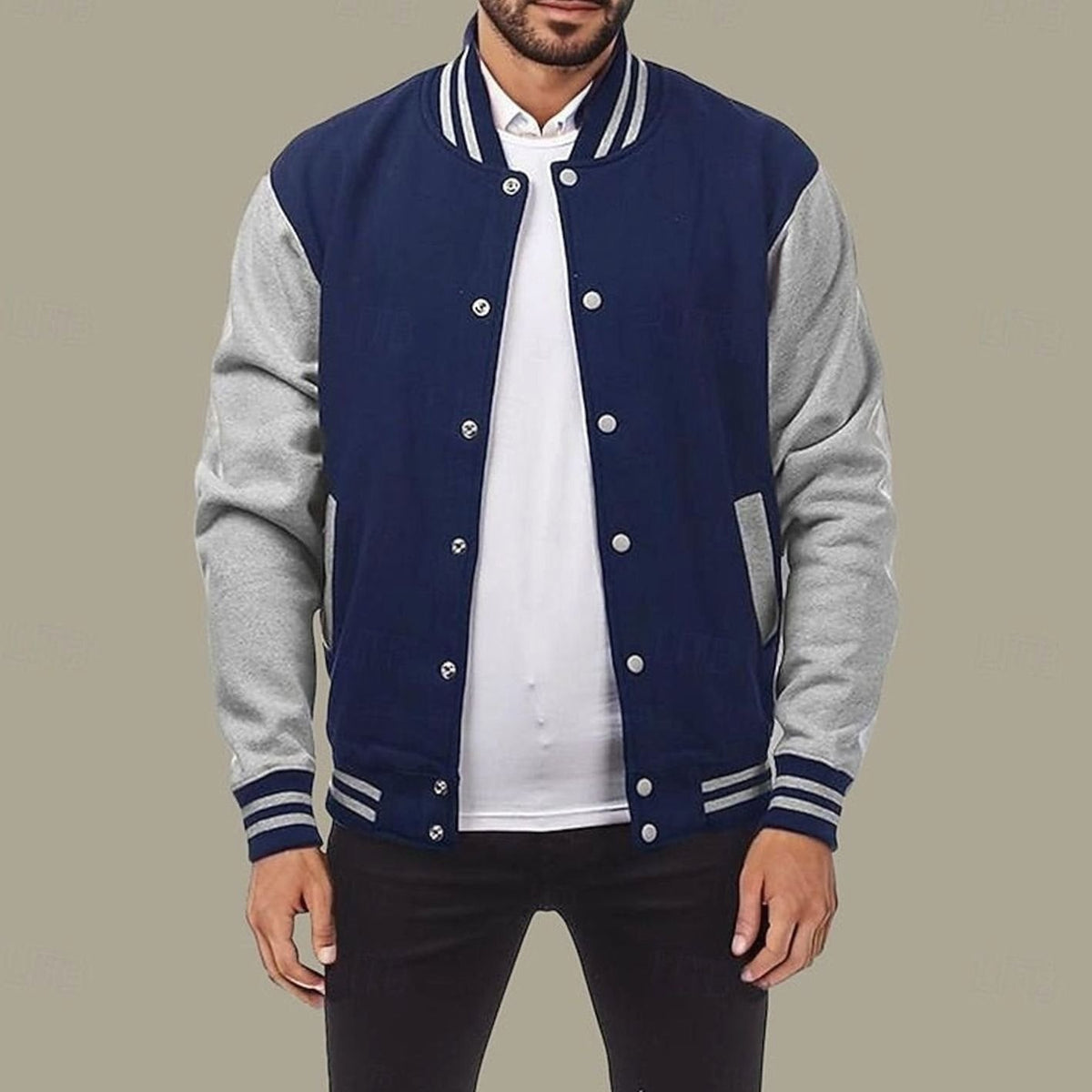 BRIAN™ | Classic Varsity Bomber Jacket with Ribbed Trim and Snap Buttons
