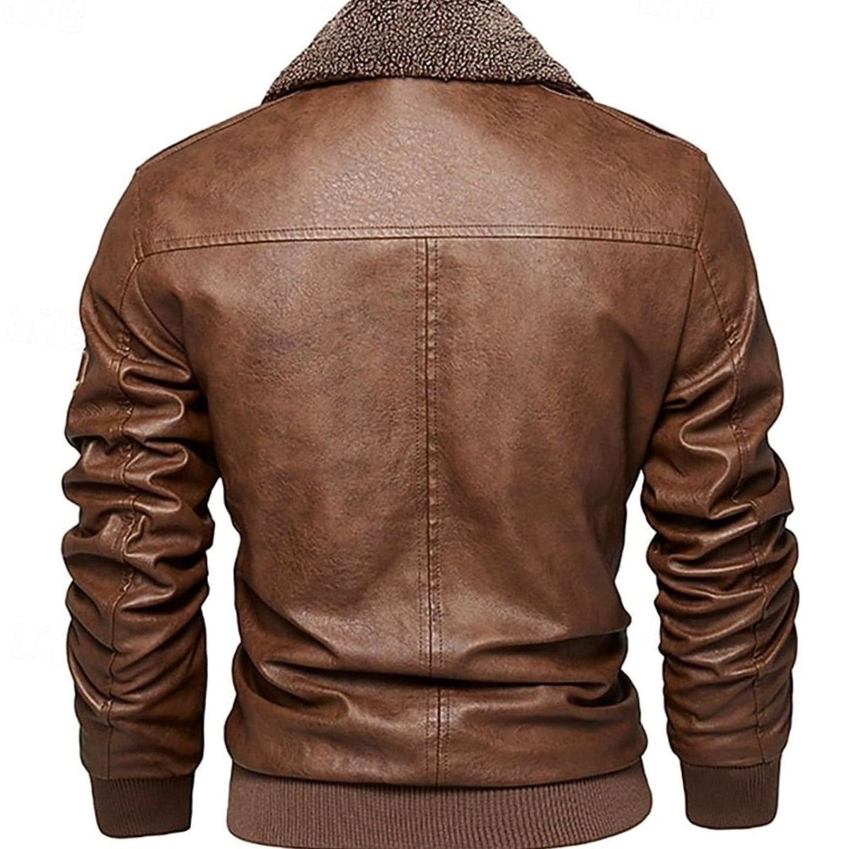 BRIAN™ | Faux Leather Sherpa-Collar Aviator Bomber Jacket