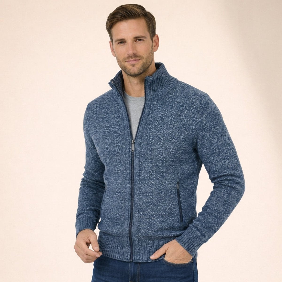 BRIAN™ | Merino Wool Half-Zip High-Neck Sweater