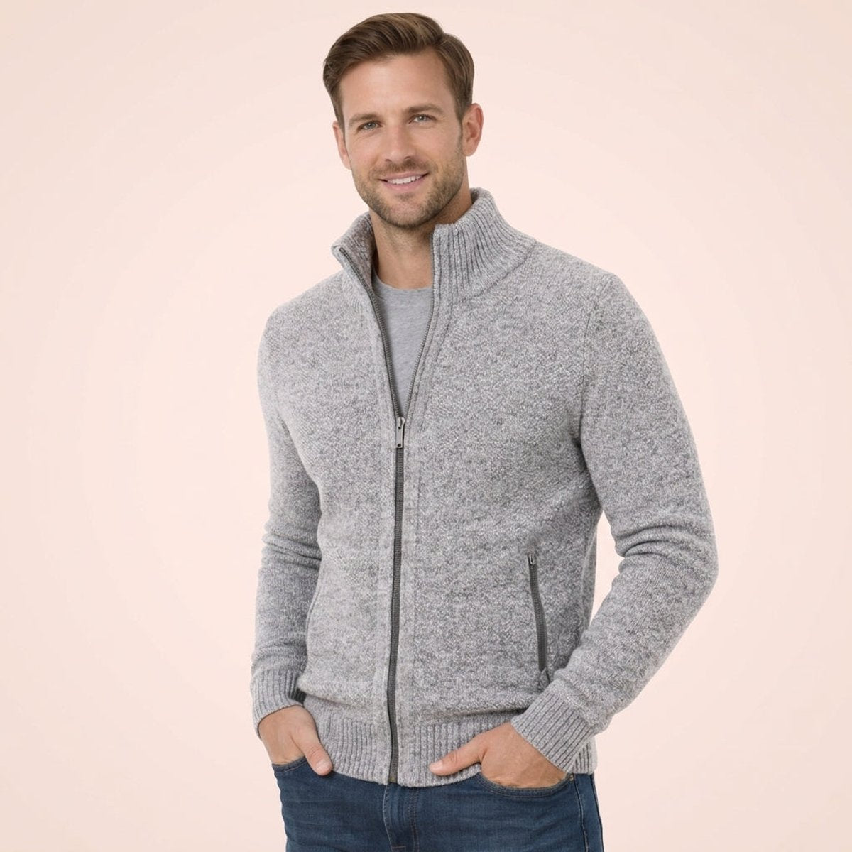BRIAN™ | Merino Wool Half-Zip High-Neck Sweater