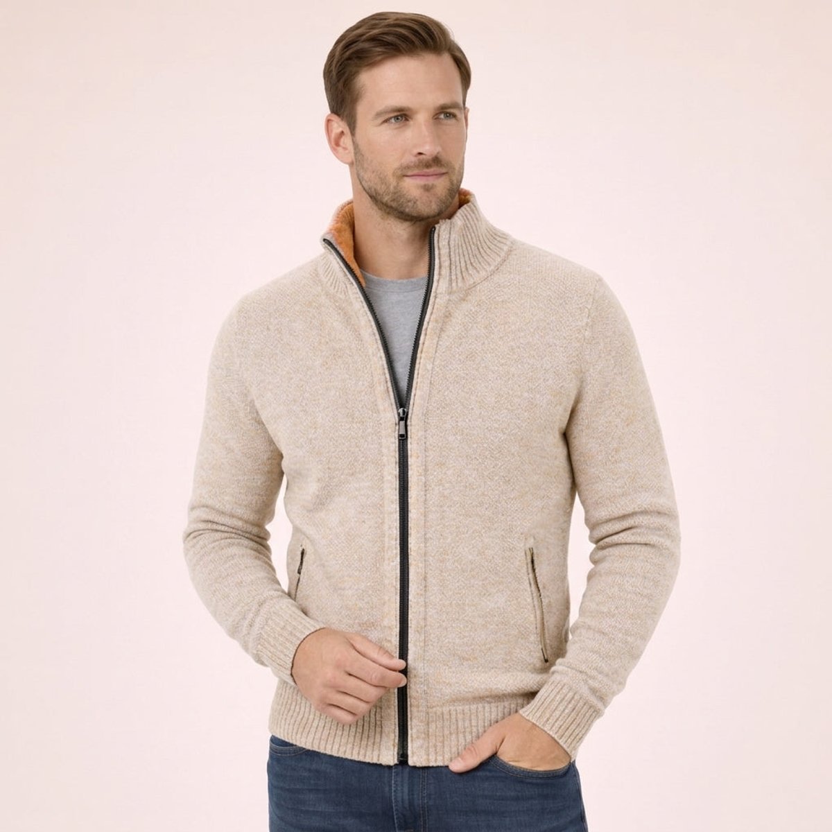 BRIAN™ | Merino Wool Half-Zip High-Neck Sweater