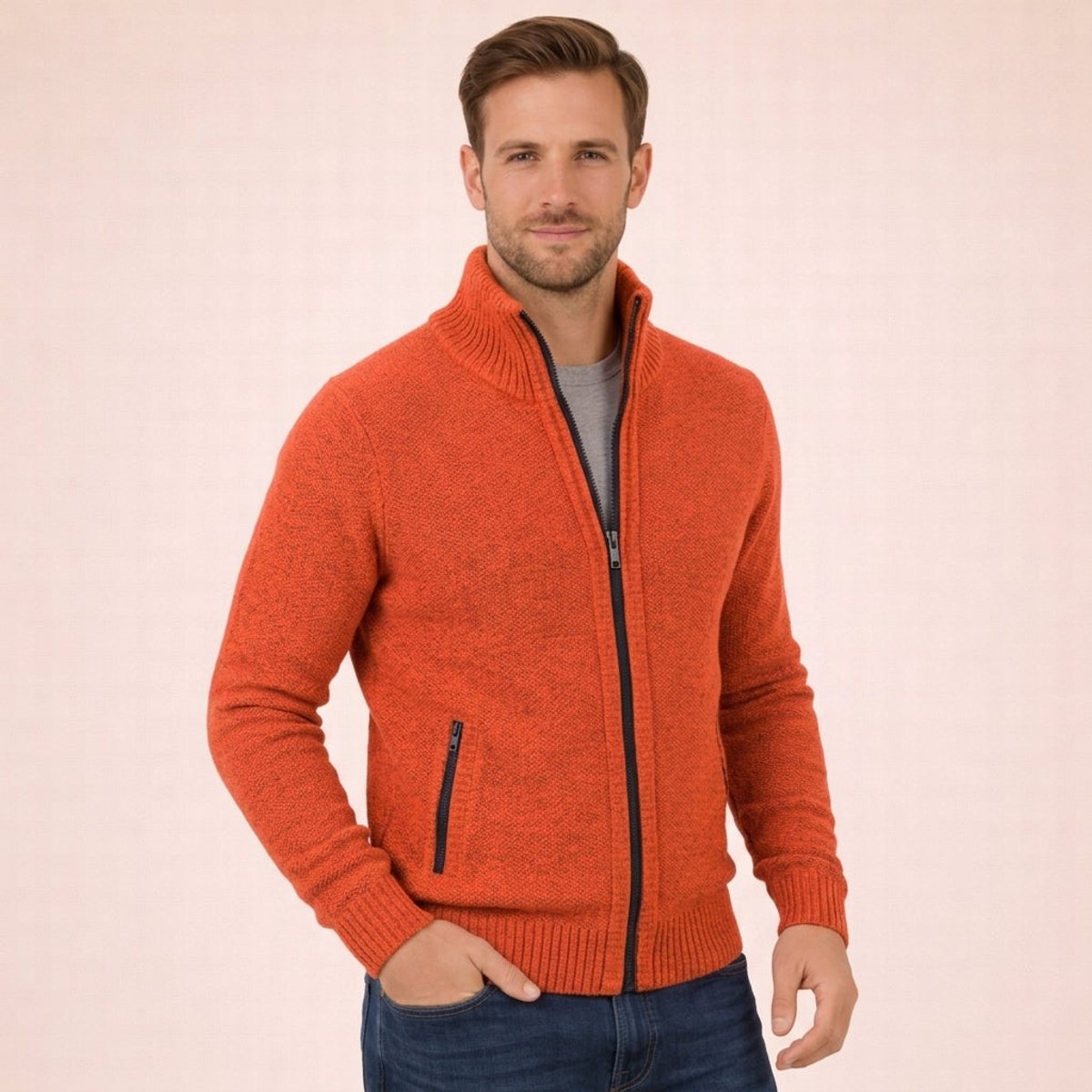 BRIAN™ | Merino Wool Half-Zip High-Neck Sweater