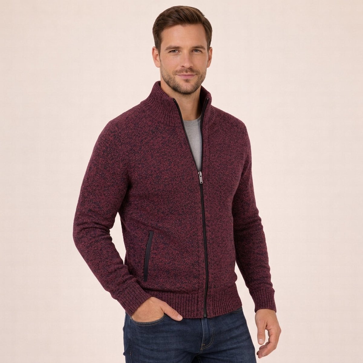 BRIAN™ | Merino Wool Half-Zip High-Neck Sweater
