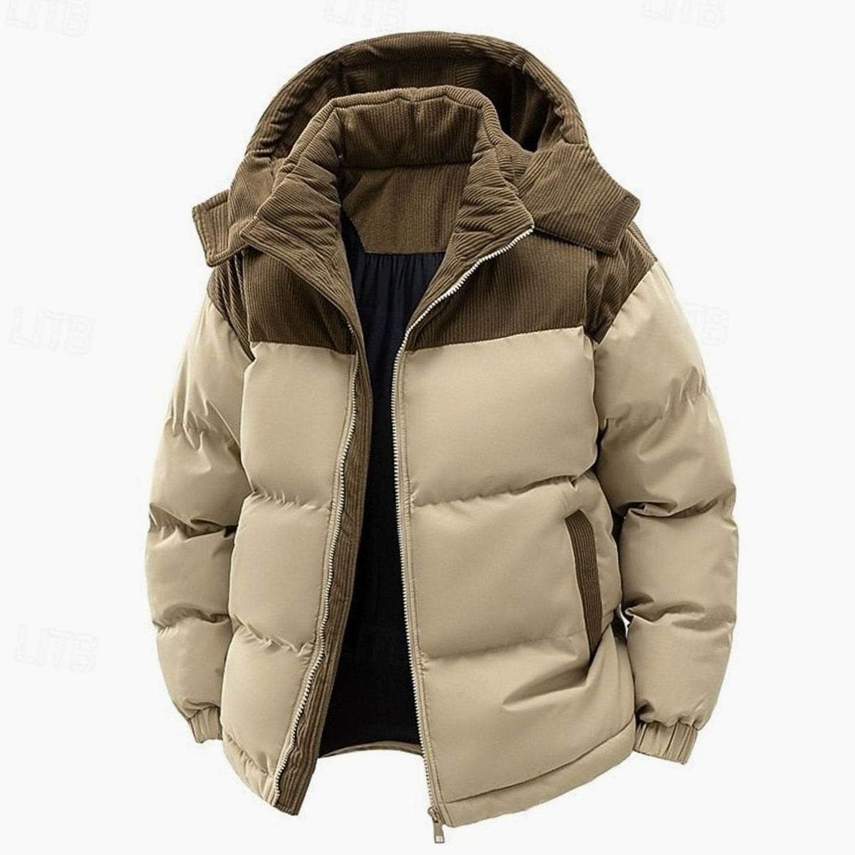 BRIAN™ | Quilted Hooded Two-Tone Corduroy Puffer Jacket