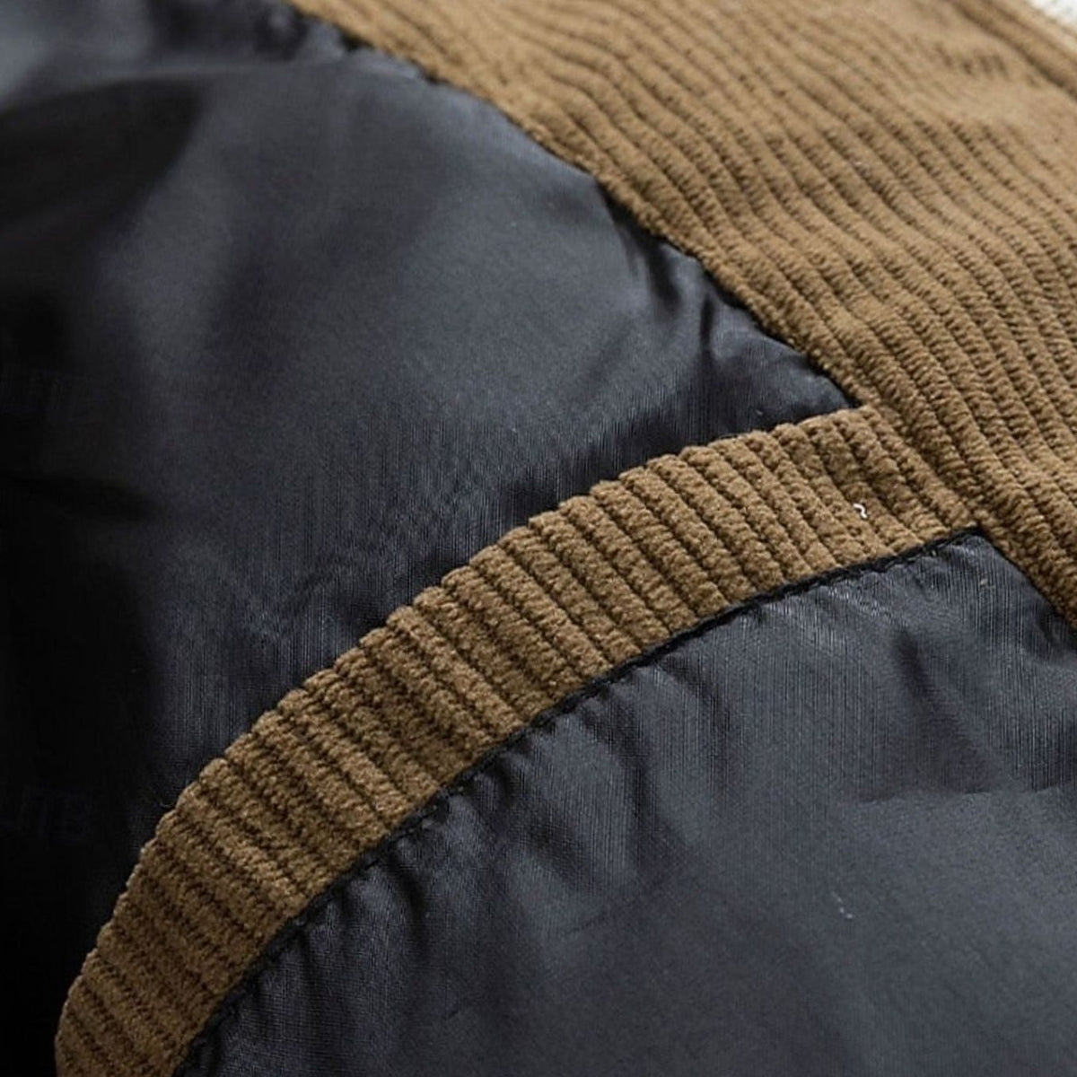BRIAN™ | Quilted Hooded Two-Tone Corduroy Puffer Jacket