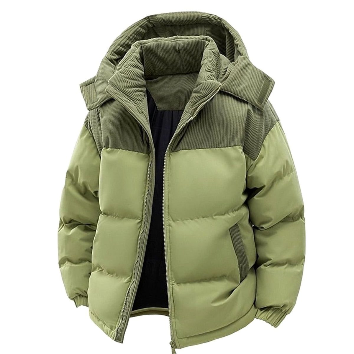 BRIAN™ | Quilted Hooded Two-Tone Corduroy Puffer Jacket