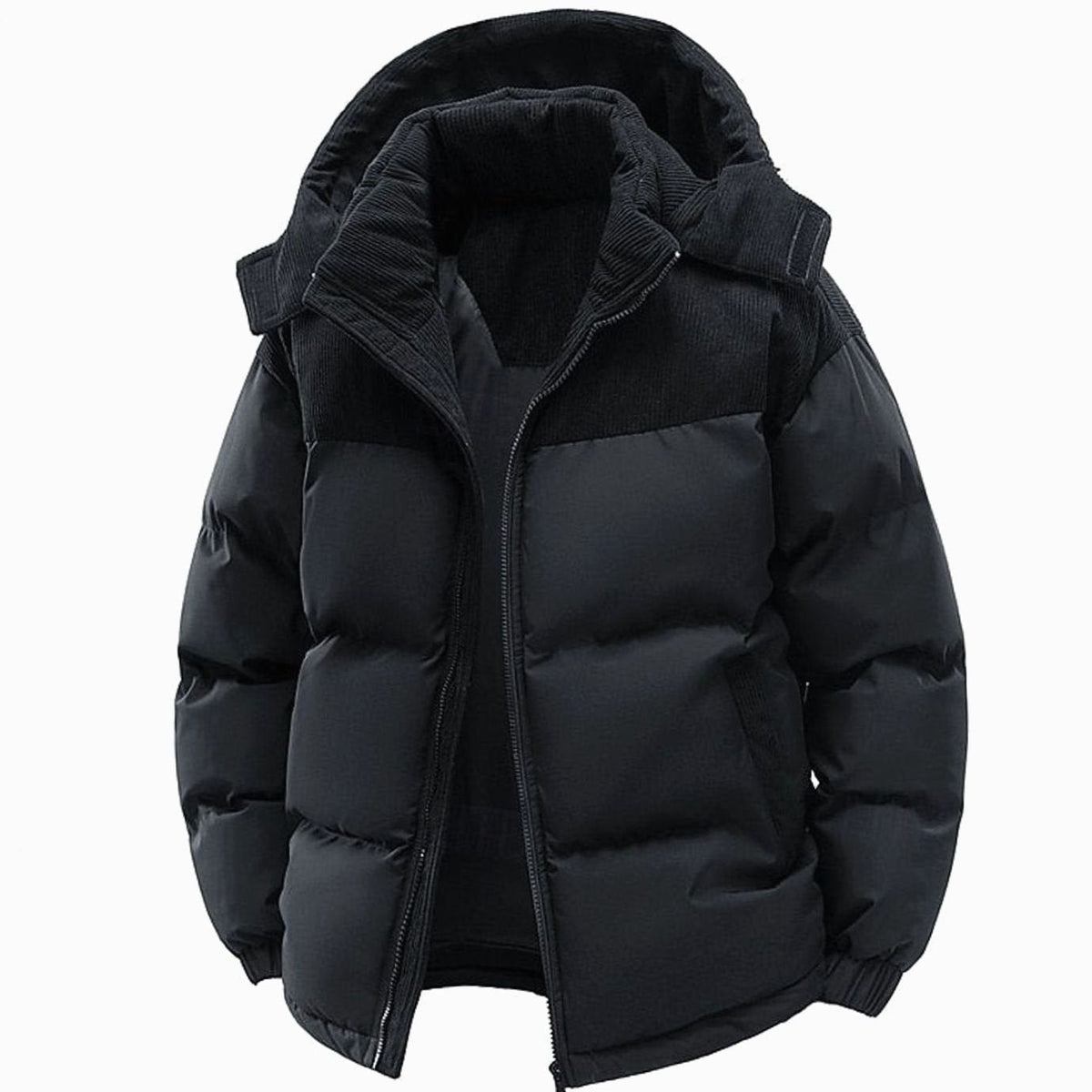 BRIAN™ | Quilted Hooded Two-Tone Corduroy Puffer Jacket