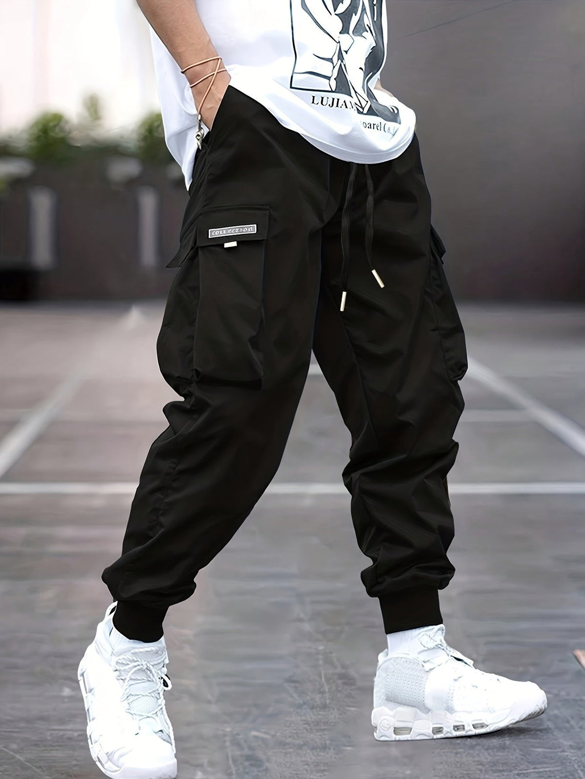 BRIAN™ | Relaxed-Fit Drawstring Cargo Jogger Pants with Ribbed Ankle Cuffs