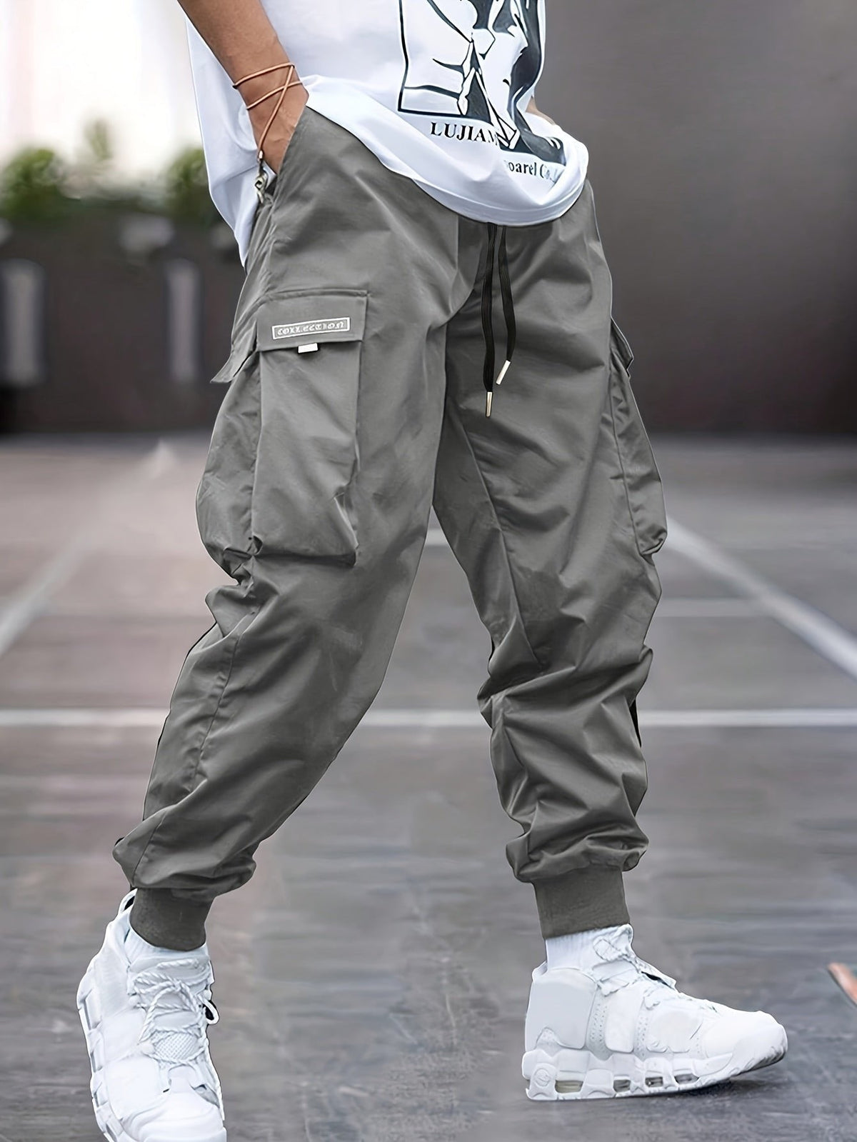 BRIAN™ | Relaxed-Fit Drawstring Cargo Jogger Pants with Ribbed Ankle Cuffs