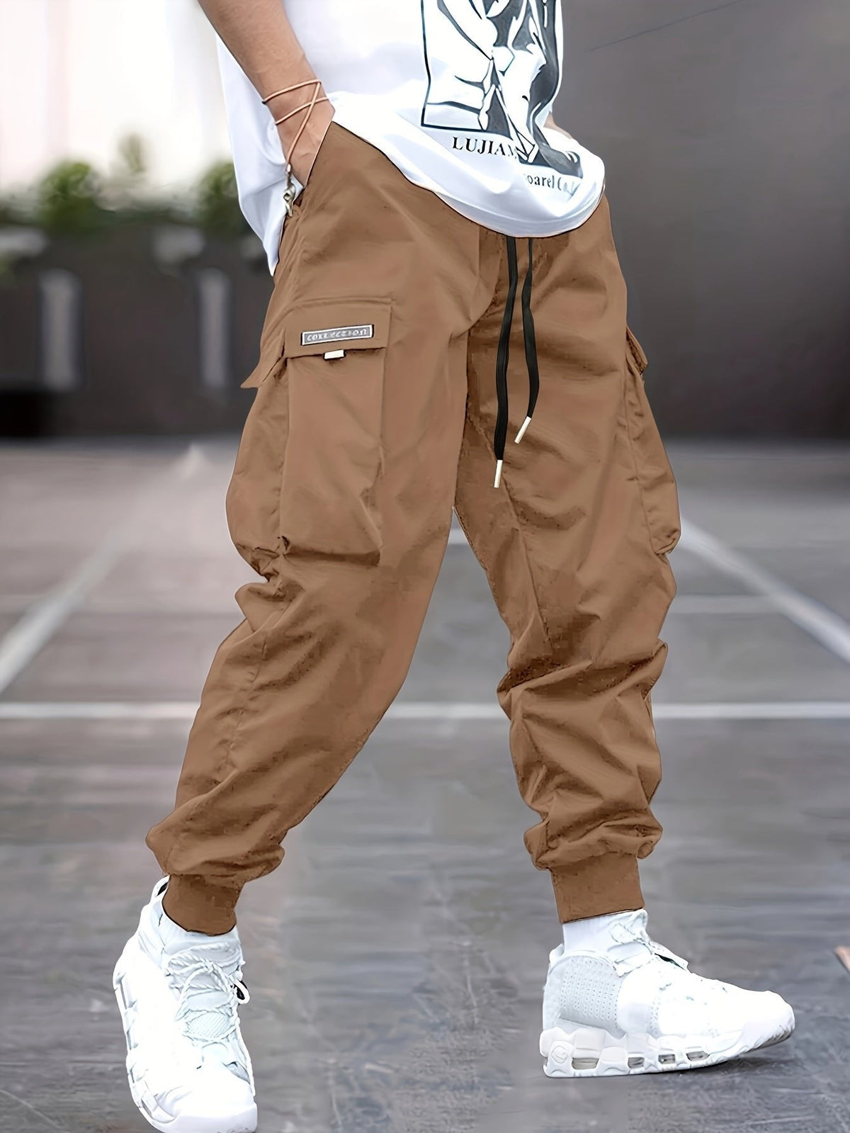 BRIAN™ | Relaxed-Fit Drawstring Cargo Jogger Pants with Ribbed Ankle Cuffs