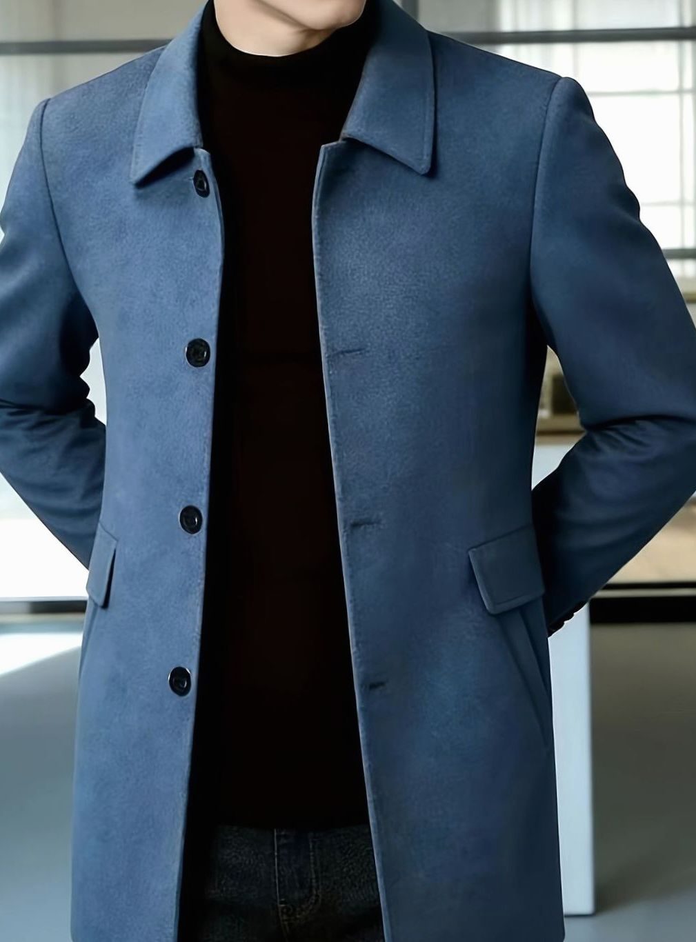 BRIAN™ | Single-Breasted Wool Overcoat with Classic Collar