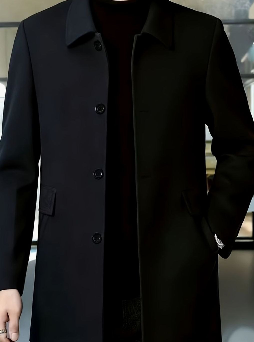 BRIAN™ | Single-Breasted Wool Overcoat with Classic Collar