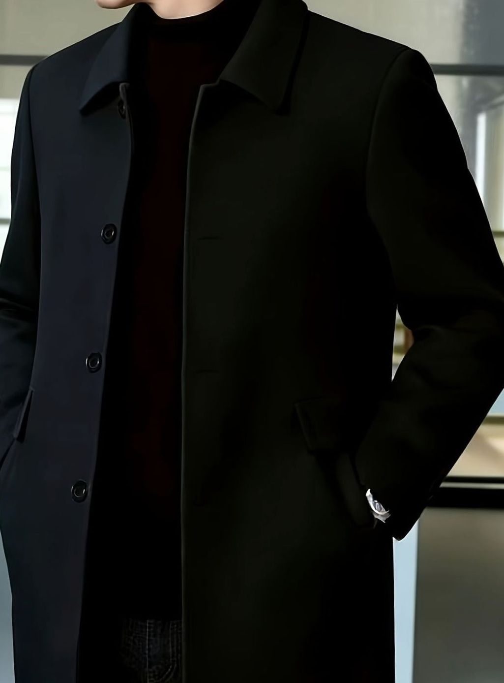 BRIAN™ | Single-Breasted Wool Overcoat with Classic Collar