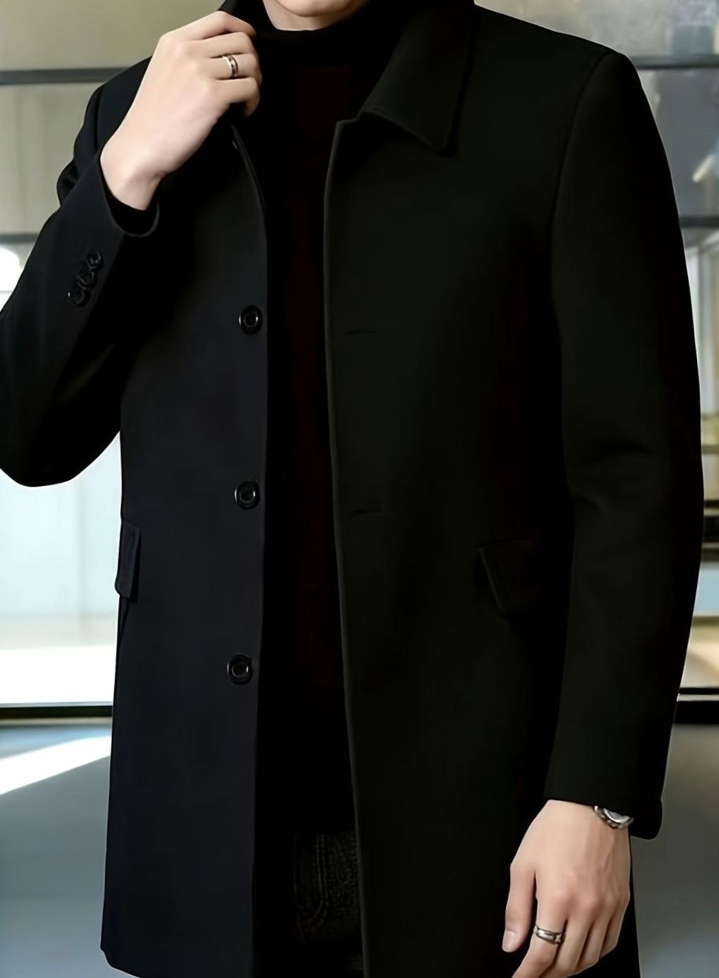 BRIAN™ | Single-Breasted Wool Overcoat with Classic Collar