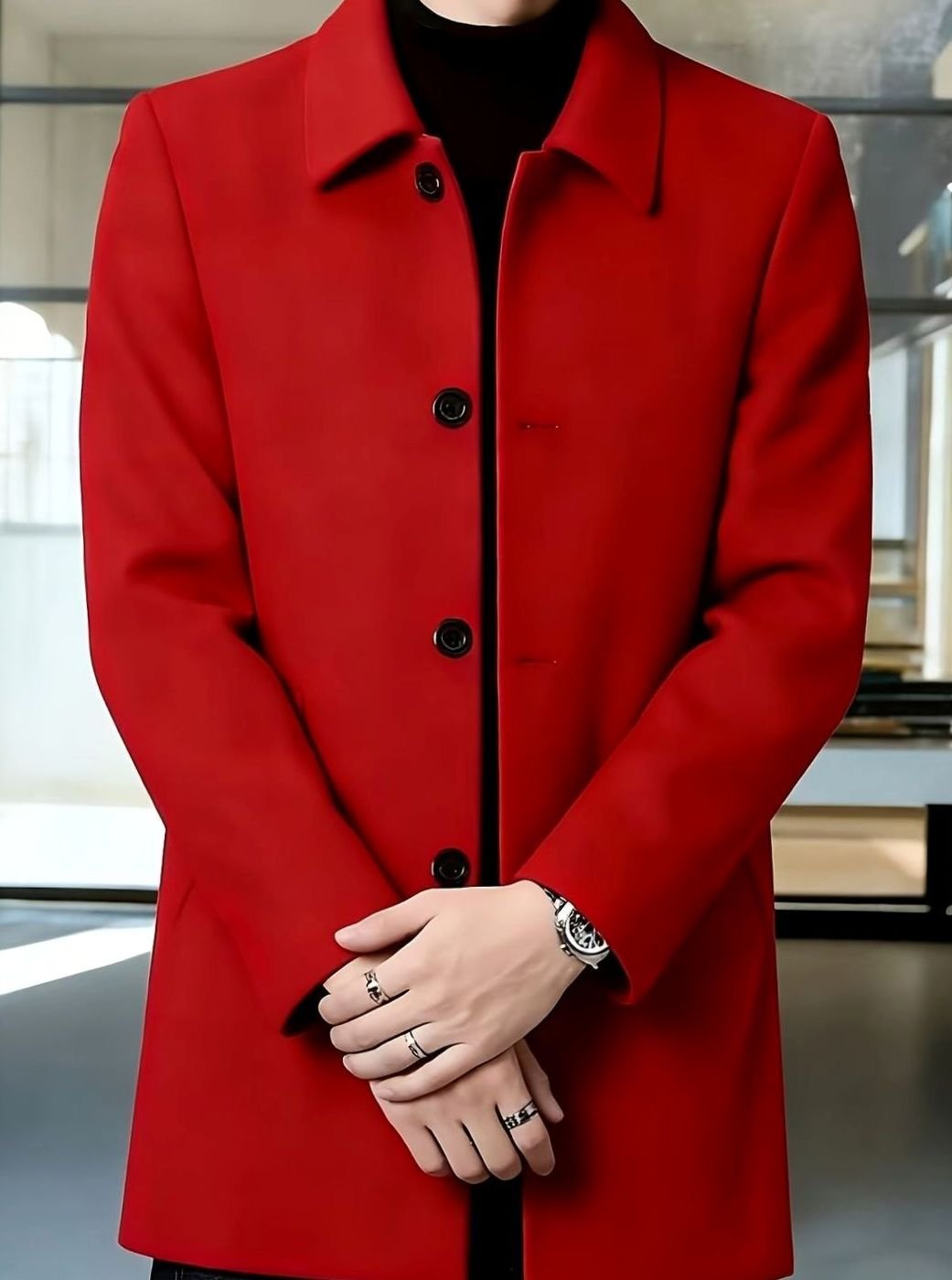 BRIAN™ | Single-Breasted Wool Overcoat with Classic Collar