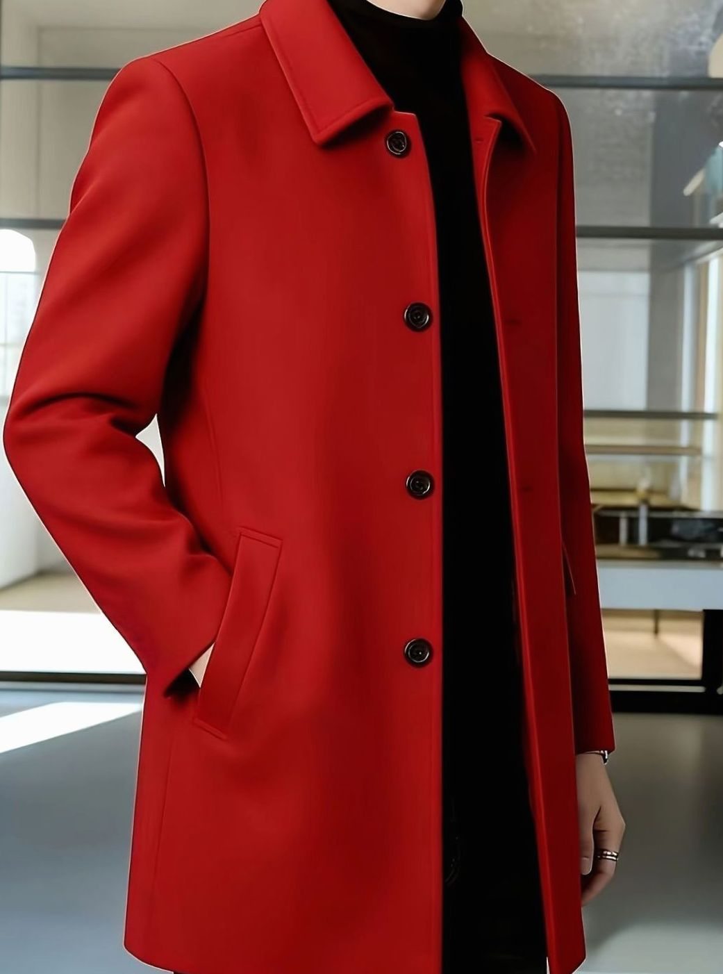 BRIAN™ | Single-Breasted Wool Overcoat with Classic Collar