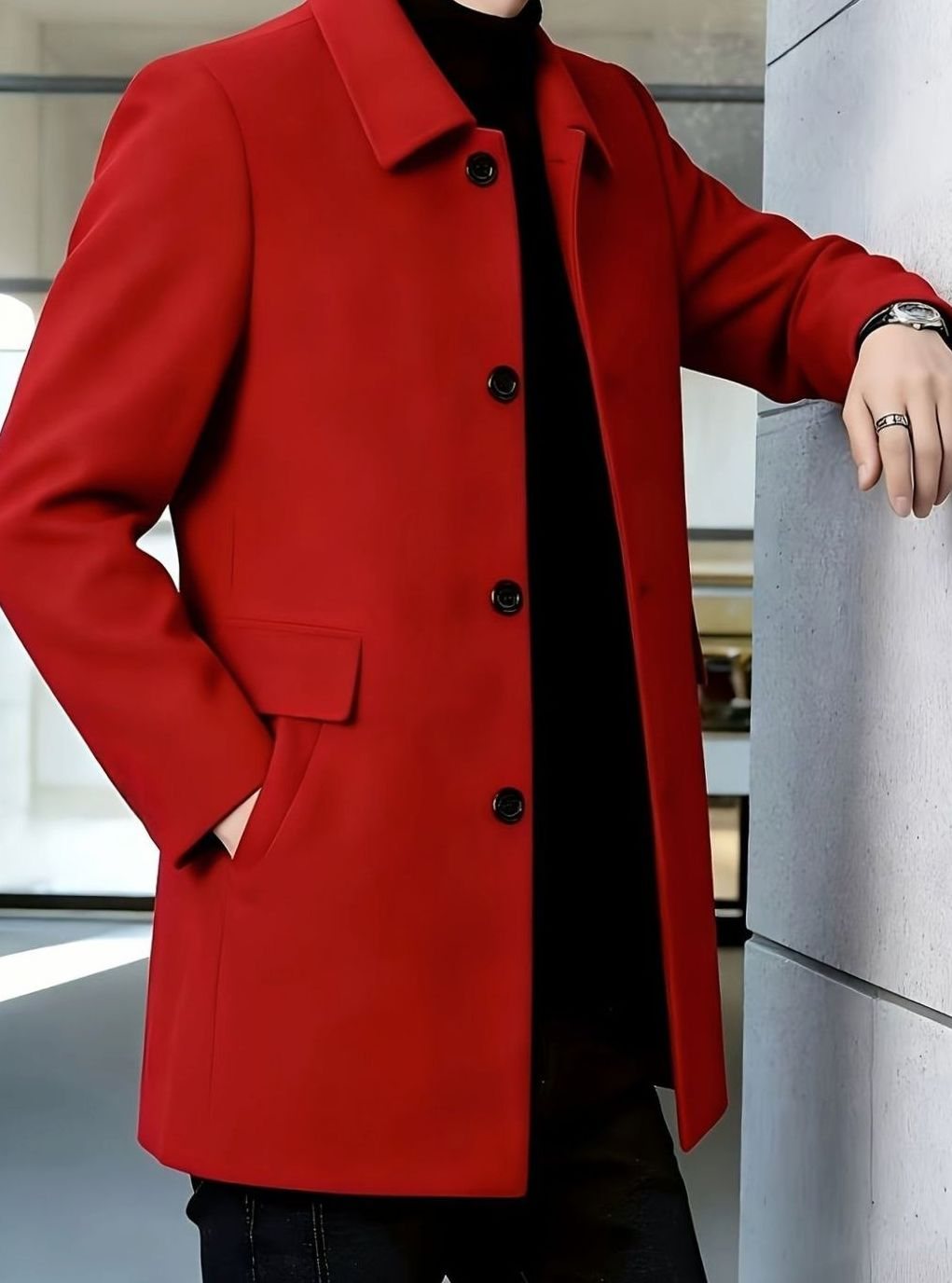 BRIAN™ | Single-Breasted Wool Overcoat with Classic Collar