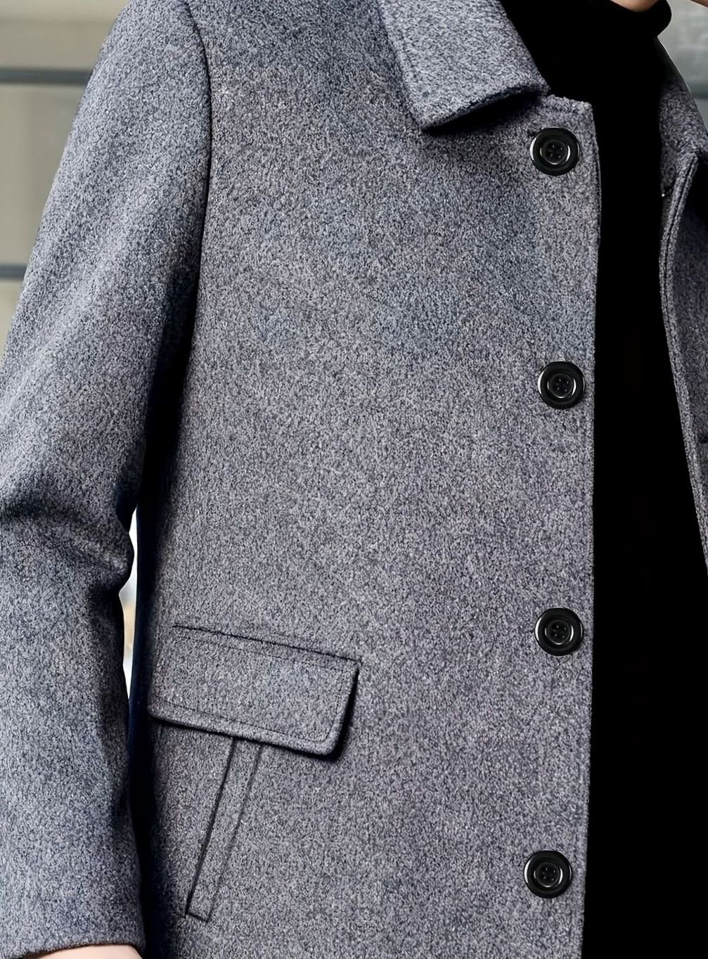 BRIAN™ | Single-Breasted Wool Overcoat with Classic Collar
