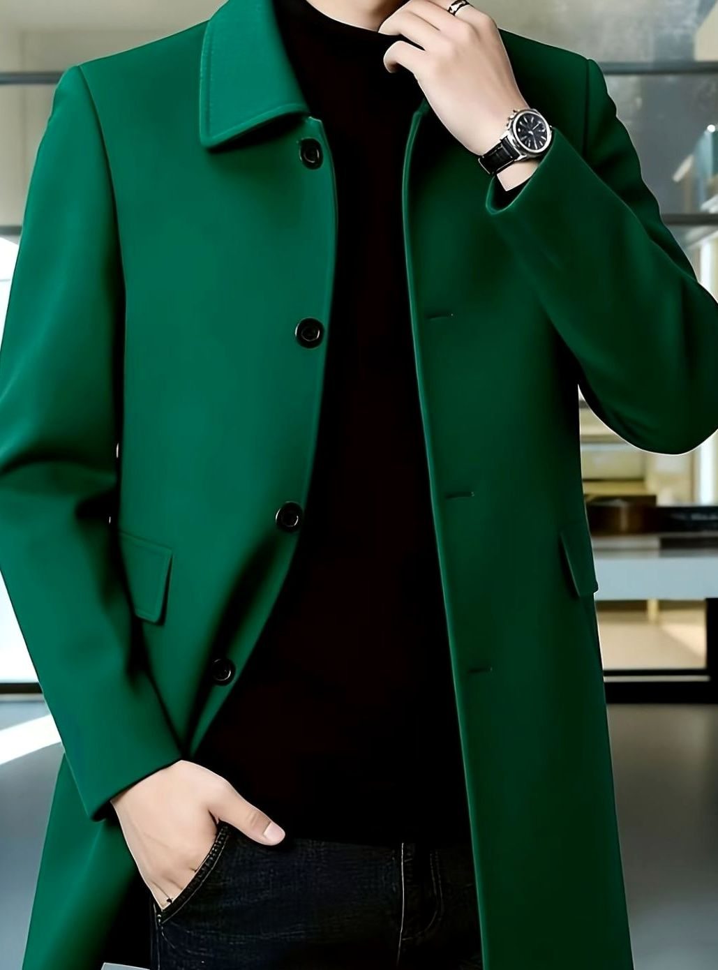 BRIAN™ | Single-Breasted Wool Overcoat with Classic Collar