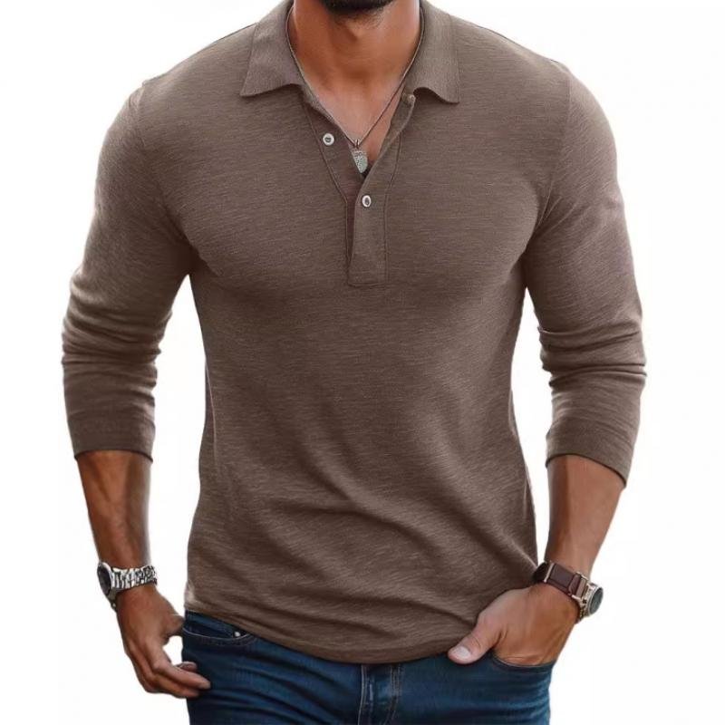 BRIAN™ | Slim-Fit Satin-Finish Long-Sleeve Polo Shirt