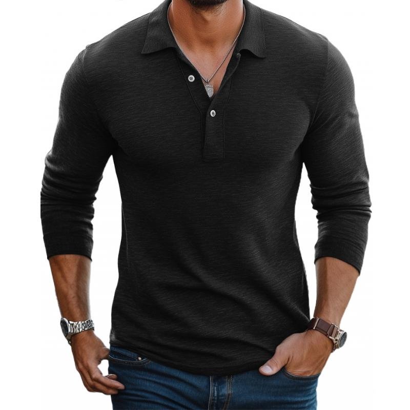 BRIAN™ | Slim-Fit Satin-Finish Long-Sleeve Polo Shirt