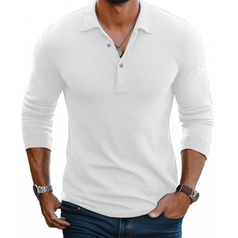 BRIAN™ | Slim-Fit Satin-Finish Long-Sleeve Polo Shirt