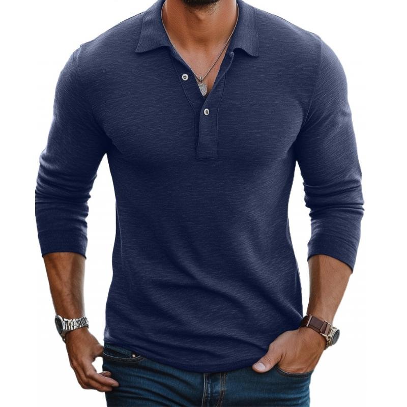 BRIAN™ | Slim-Fit Satin-Finish Long-Sleeve Polo Shirt