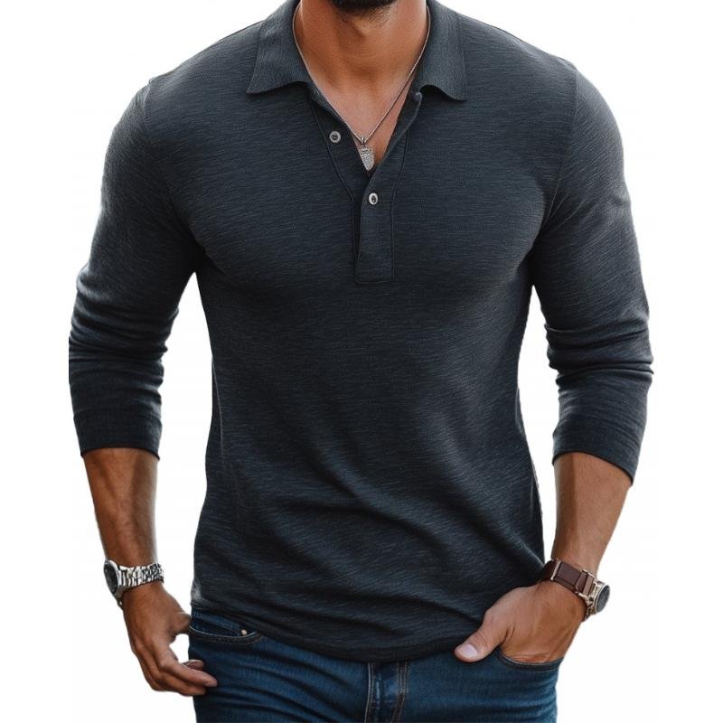 BRIAN™ | Slim-Fit Satin-Finish Long-Sleeve Polo Shirt