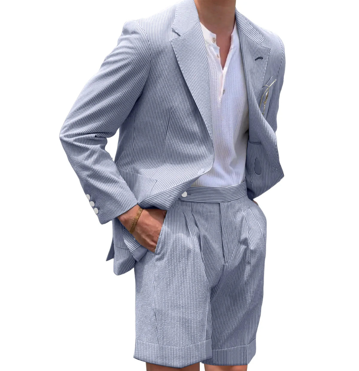 BRIAN™ | Men's Striped Seersucker Blazer and Shorts Two-Piece Suit
