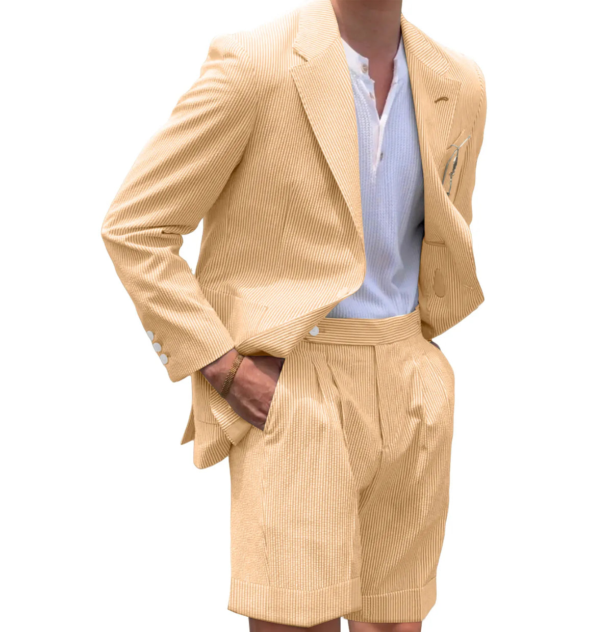 BRIAN™ | Men's Striped Seersucker Blazer and Shorts Two-Piece Suit