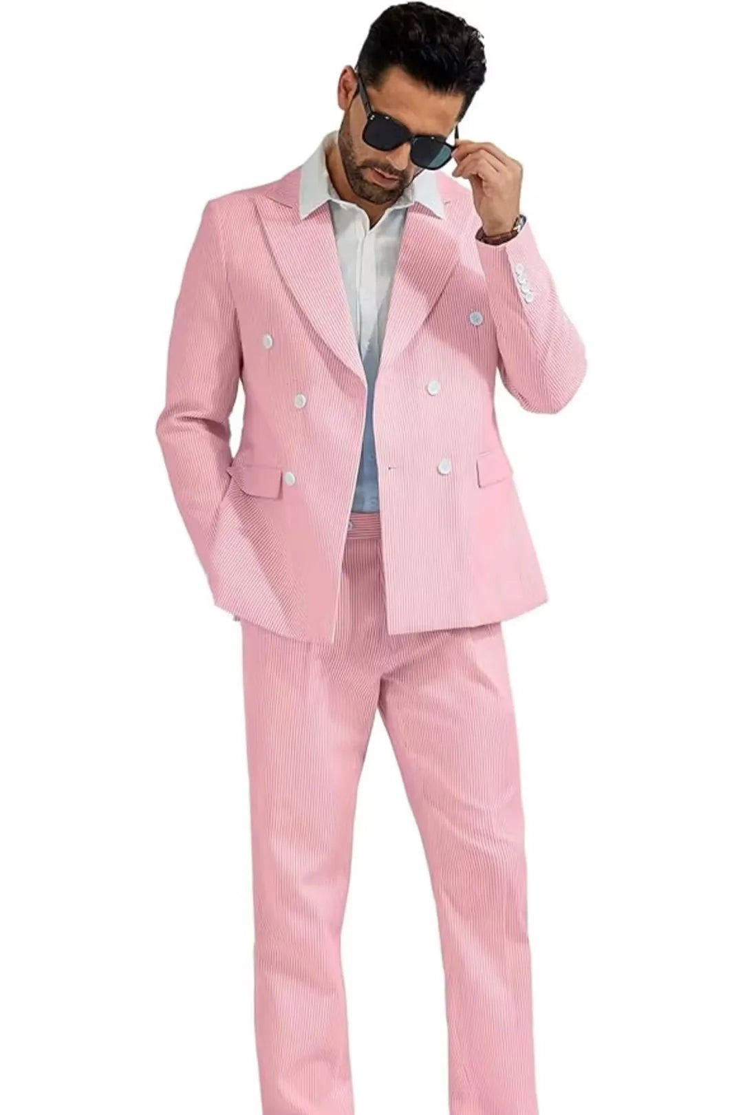 BRIAN™ | Men's Double-Breasted Seersucker 2-Piece Suit
