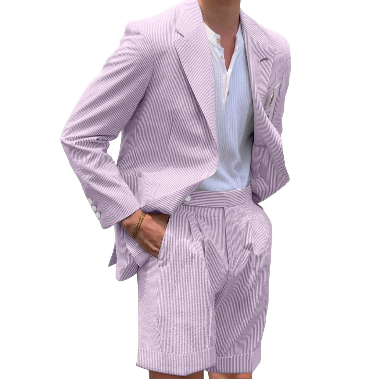 BRIAN™ | Men's Striped Seersucker Blazer and Shorts Two-Piece Suit