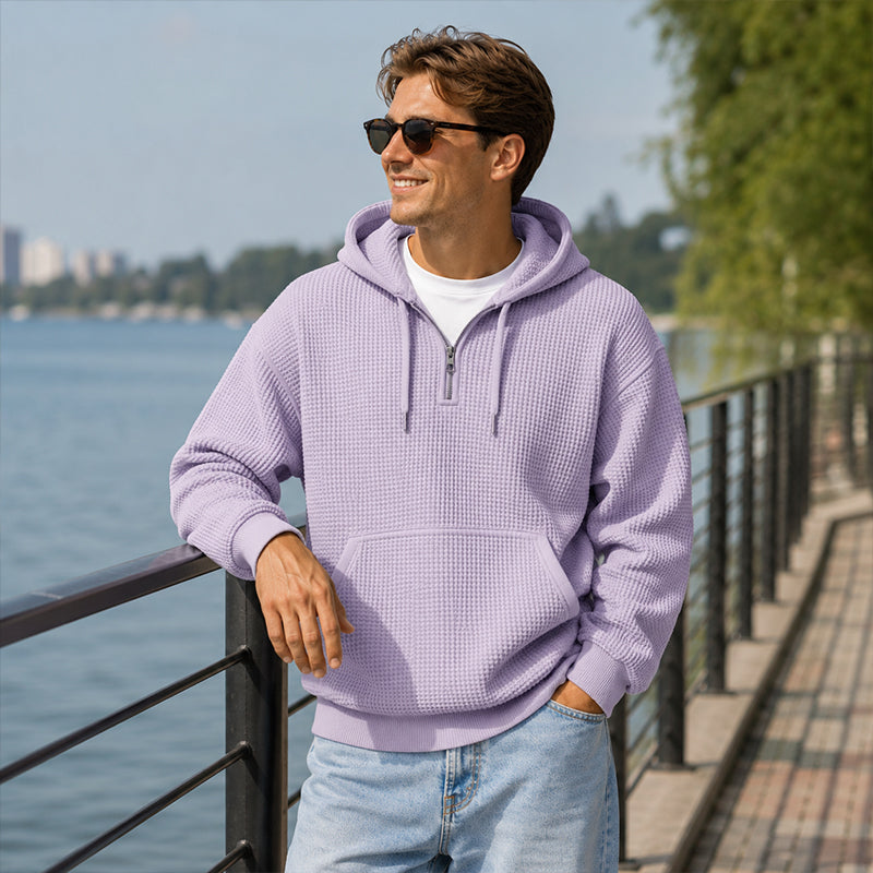 BRIAN™ | Men's Knit Quarter-Zip Hoodie Sweatshirt