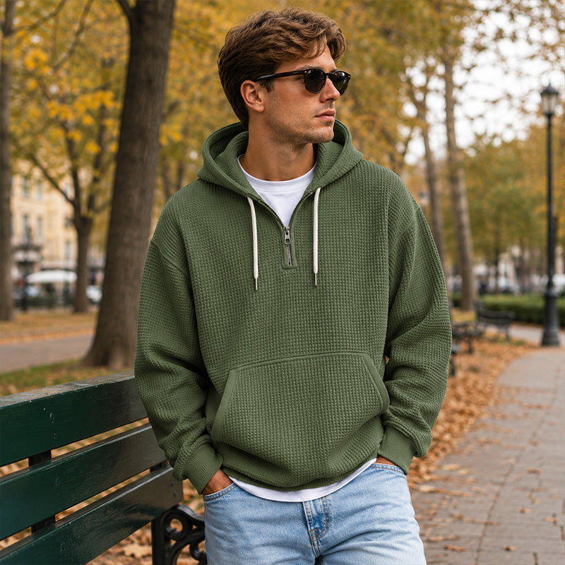 BRIAN™ | Men's Knit Quarter-Zip Hoodie Sweatshirt