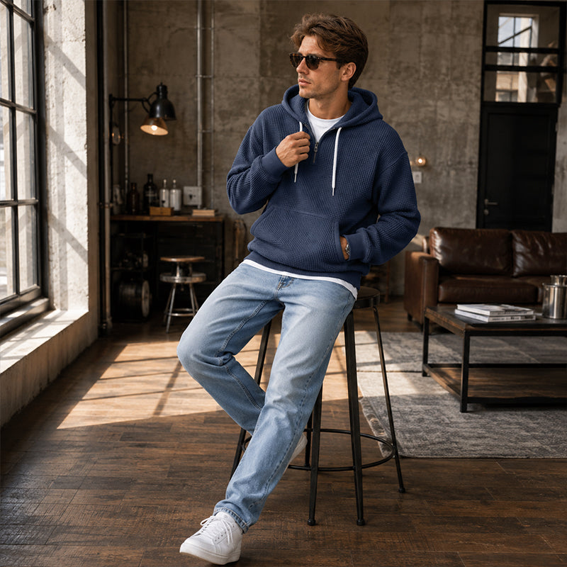BRIAN™ | Men's Knit Quarter-Zip Hoodie Sweatshirt