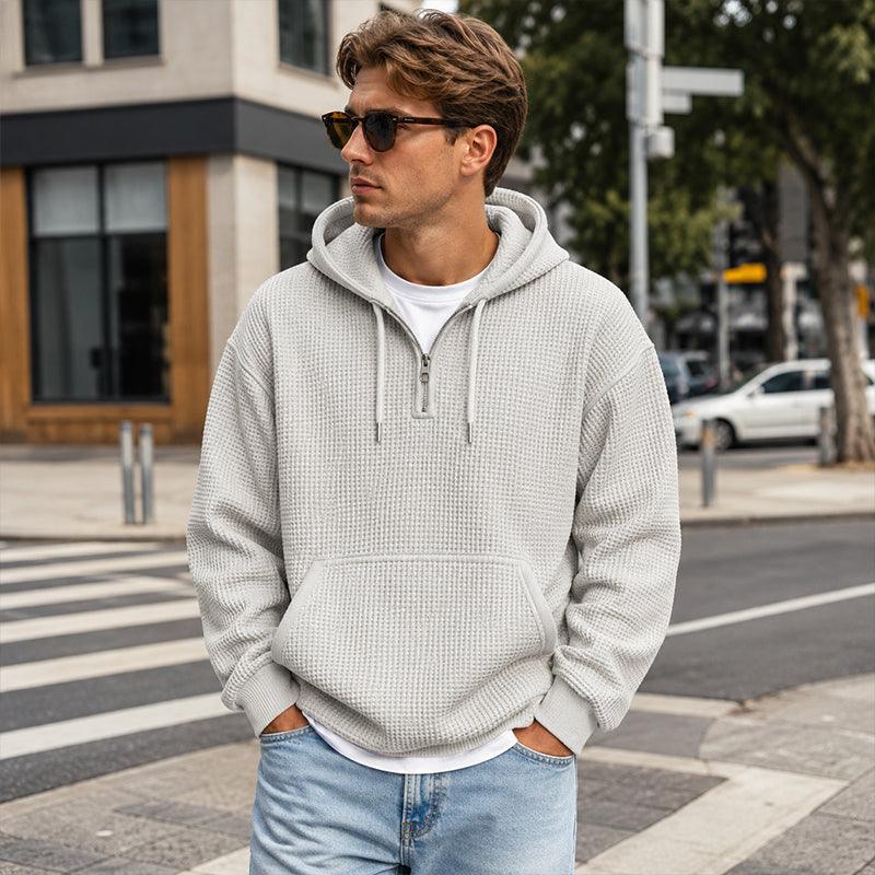 BRIAN™ | Men's Knit Quarter-Zip Hoodie Sweatshirt