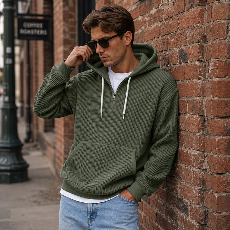 BRIAN™ | Men's Knit Quarter-Zip Hoodie Sweatshirt