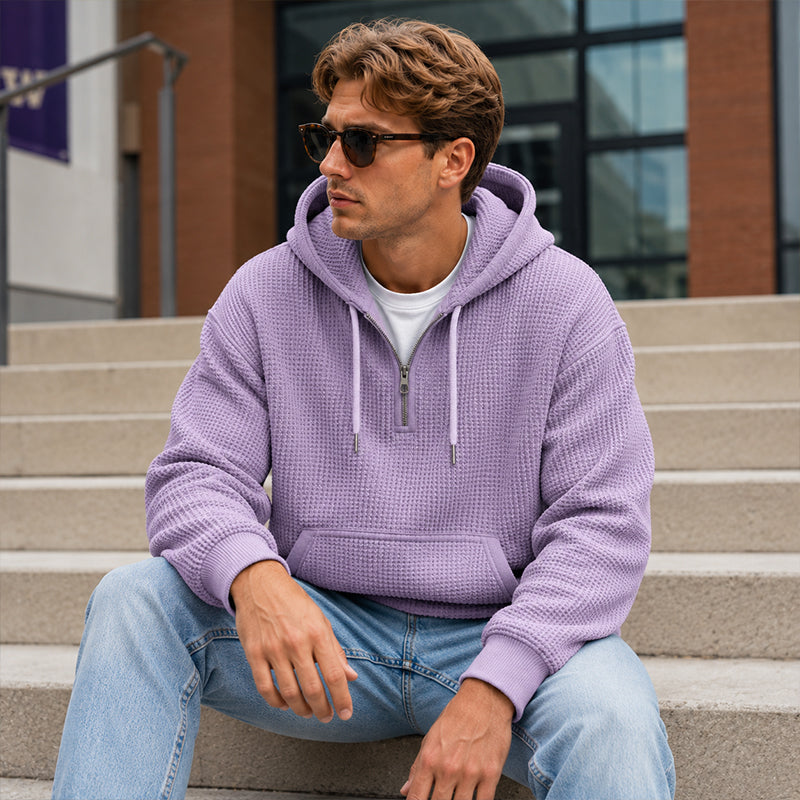 BRIAN™ | Men's Knit Quarter-Zip Hoodie Sweatshirt