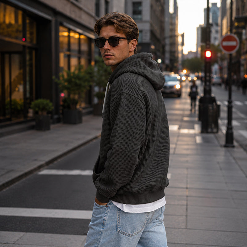 BRIAN™ | Men's Knit Quarter-Zip Hoodie Sweatshirt
