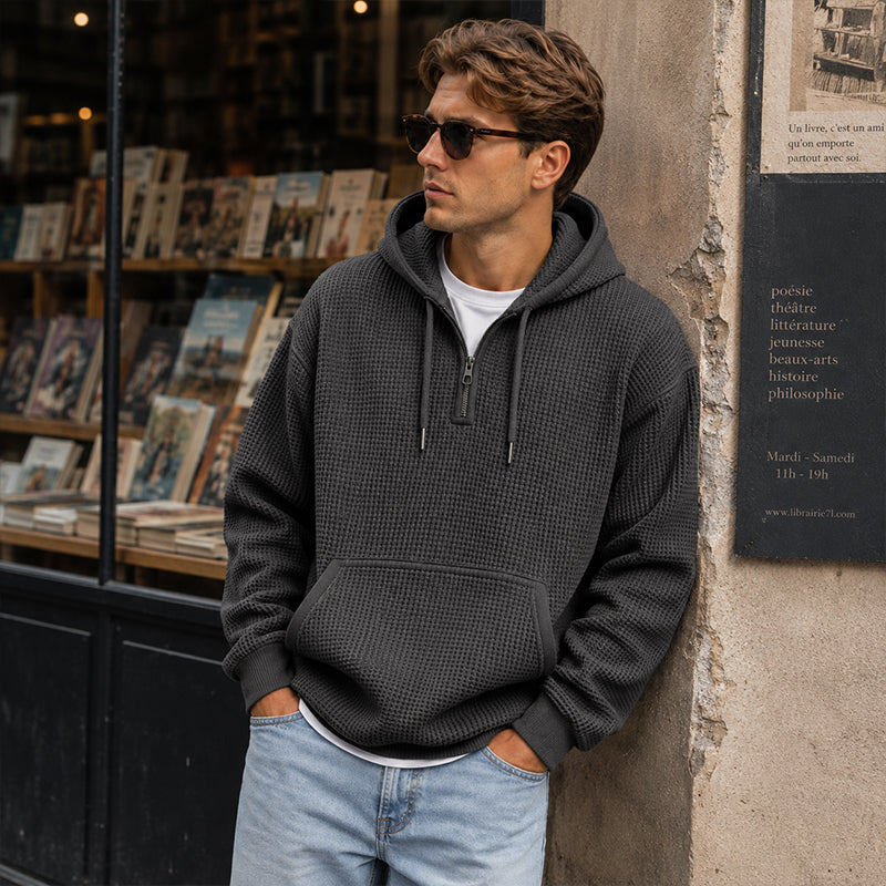 BRIAN™ | Men's Knit Quarter-Zip Hoodie Sweatshirt