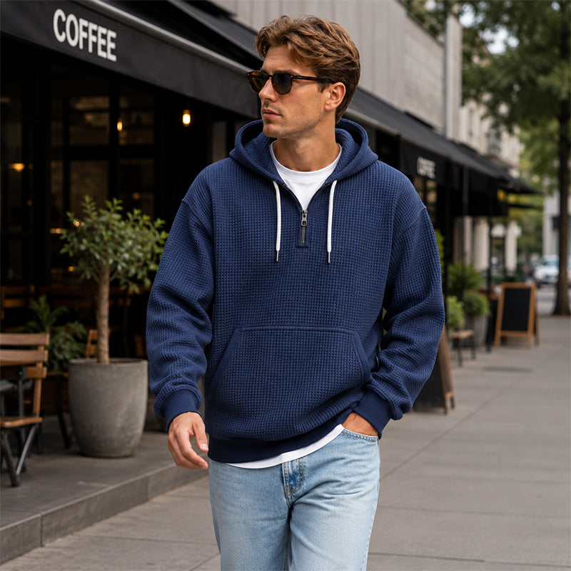 BRIAN™ | Men's Knit Quarter-Zip Hoodie Sweatshirt