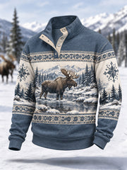 BRIAN™ | Casual Button-Up Sweater with Moose Pattern, Winter Collection