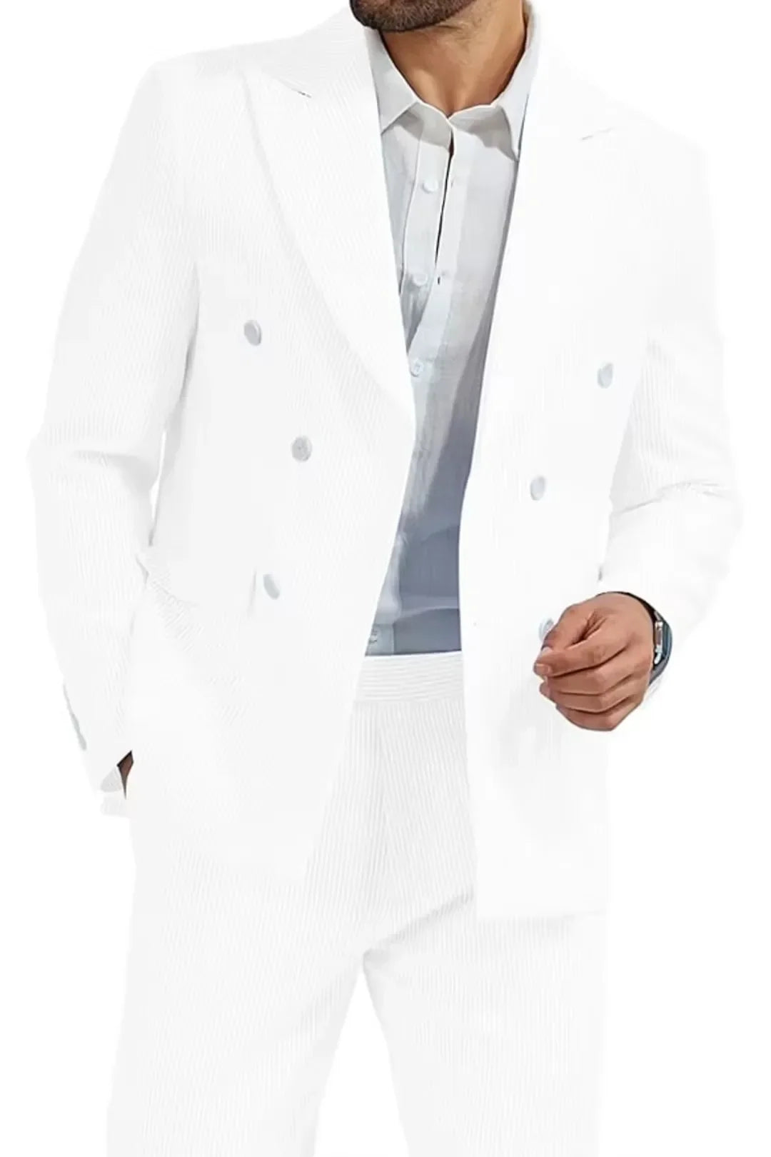 BRIAN™ | Men's Double-Breasted Seersucker 2-Piece Suit