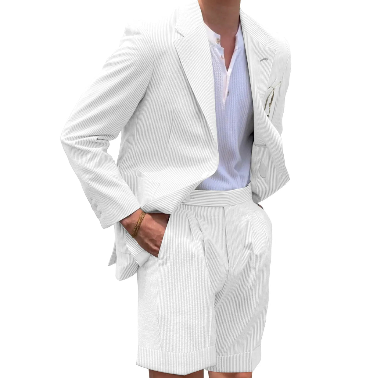 BRIAN™ | Men's Striped Seersucker Blazer and Shorts Two-Piece Suit