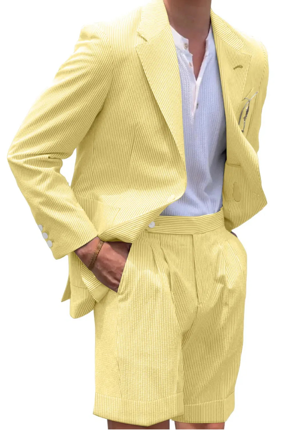 BRIAN™ | Men's Striped Seersucker Blazer and Shorts Two-Piece Suit