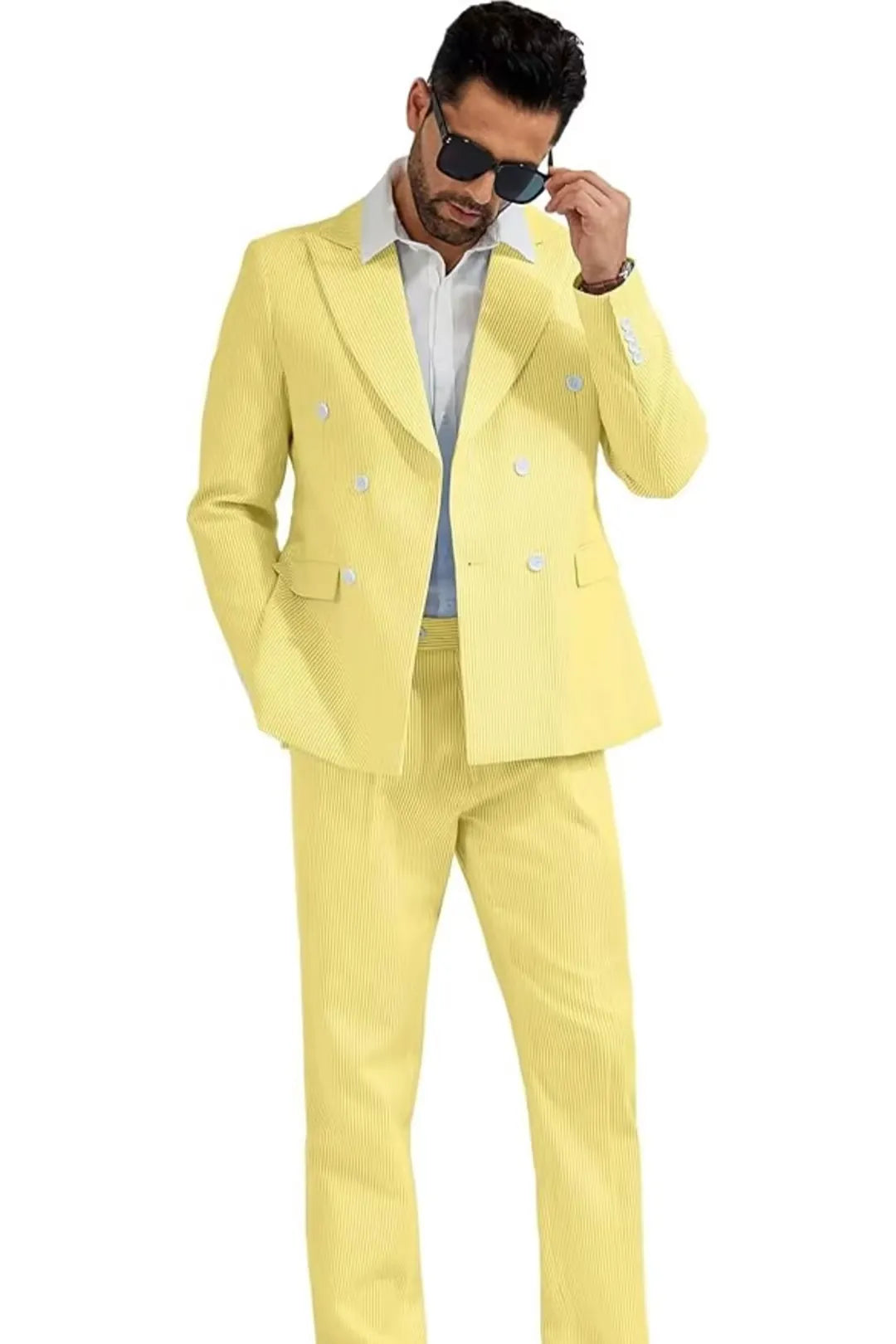 BRIAN™ | Men's Double-Breasted Seersucker 2-Piece Suit
